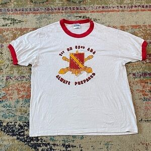 Vintage 1980s Semper Paratus U.S. Coast Guard 80s Ringer Single Stitch Tshirt